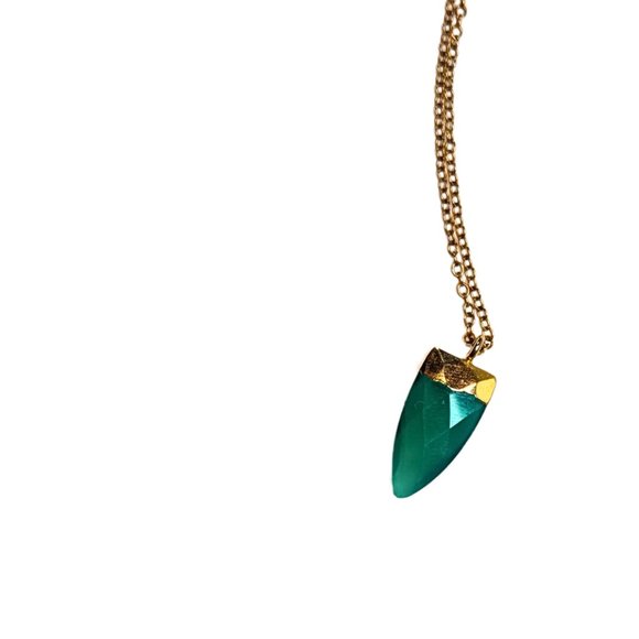 Wear Lex Handmade Gold Tone Green Crystal Amulet Pendant Artisan Necklace - Picture 4 of 8